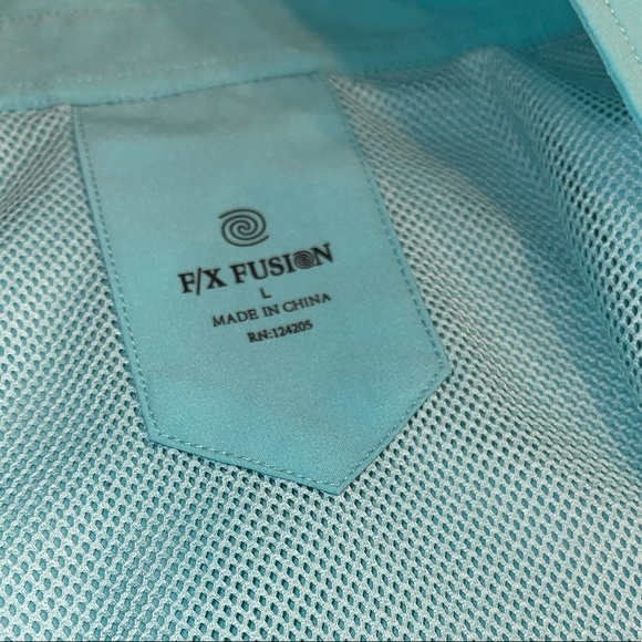 Men’s F/X Fusion aqua long sleeve button down size large lightweight mint green - Picture 3 of 10